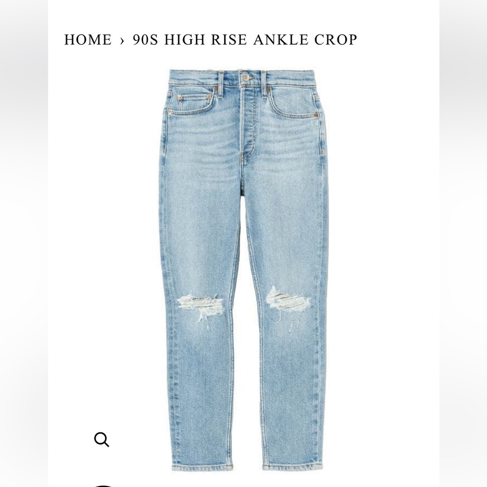 RE/DONE 90’S HIGH RISE ANKLE CROP JEANS 28